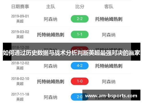 如何通过历史数据与战术分析判断英超最强对决的赢家