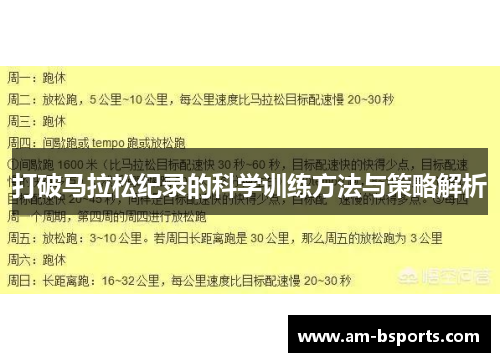 打破马拉松纪录的科学训练方法与策略解析 打破马拉松纪录的科学训练方法与策略解析