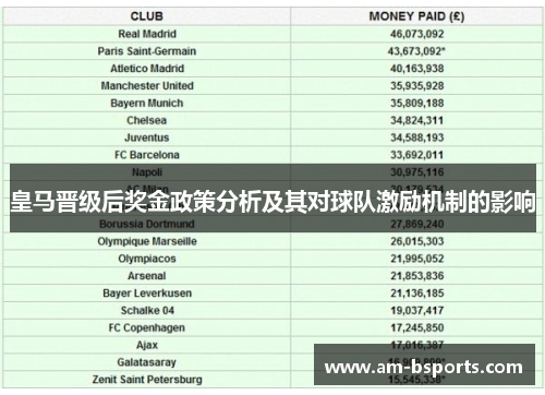 皇马晋级后奖金政策分析及其对球队激励机制的影响